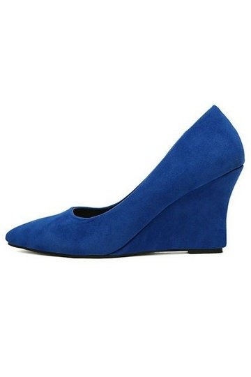 Escarpins compensés bleus bout pointu