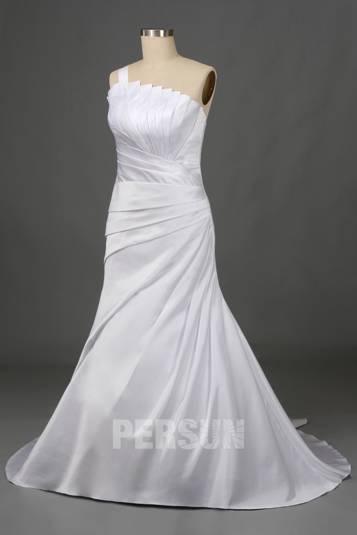 robe de mariée sirène simple asymétrique plissé