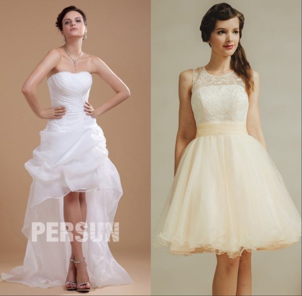 Robe col en coeur &  encolure ronde pour mariage