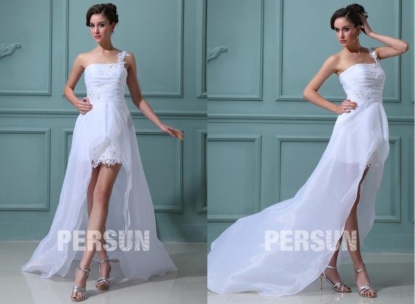 Robe de mariage plage asymétrique courte devant longue derrière