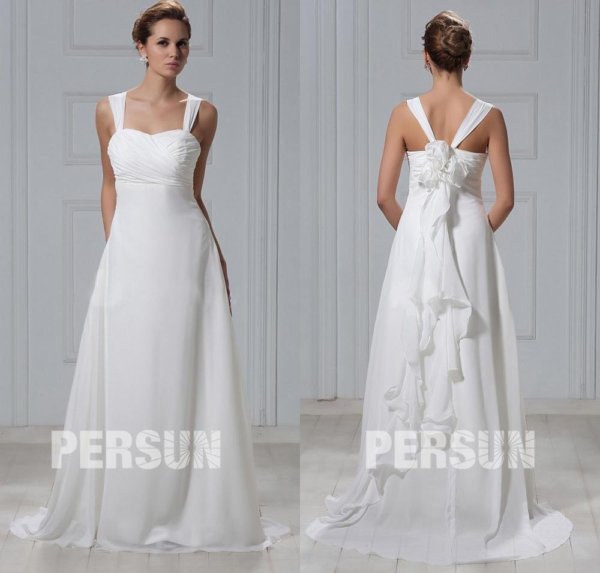 Robe de mariée plage Colonne avec bretelle à traîne Court