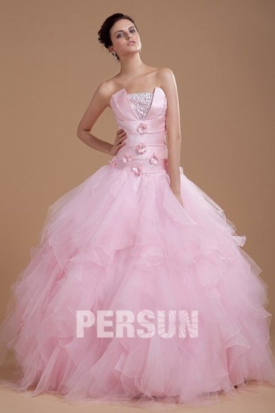 Robe longue rose bustier pour mariage