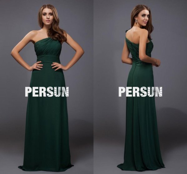 Robe de soirée longue au sol ruchée pour silhouette A en mousseline